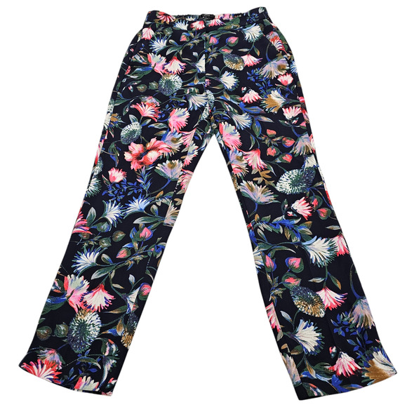 J Crew Pants Womens Size 0 Blue Easy Trouser Floral Tropical Career Multicolor - Picture 1 of 16